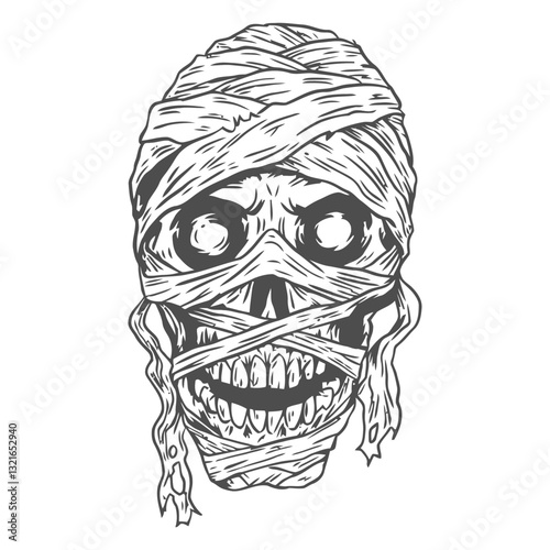 mummy halloween line art character.eps