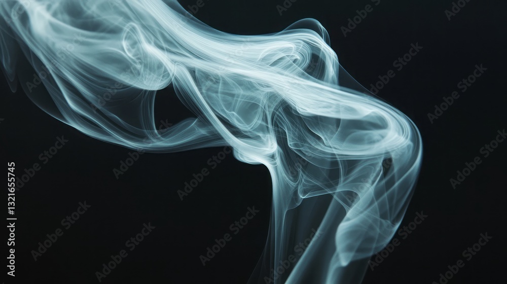Beautiful White Smoke Swirling on a Solid Black Background with Space for Design Additions. Beautiful White Smoke Swirling on a Solid Black Background with Space for Design Additions.