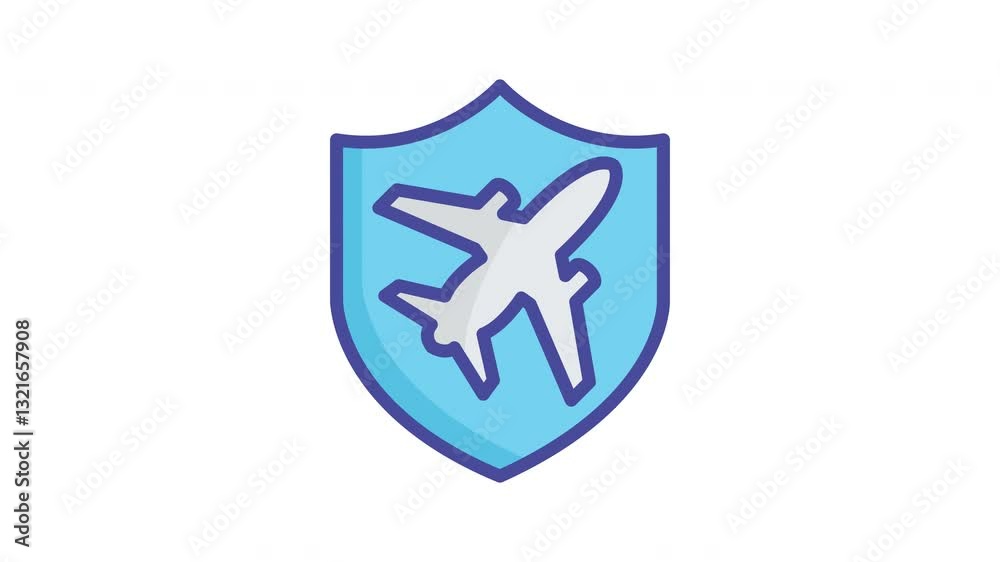 Animated illustration of an airplane safely protected within a blue shield Animated illustration of an airplane safely protected within a blue shield