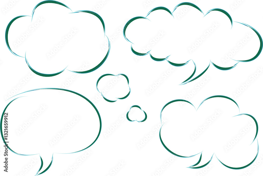 Obraz premium bright green blue blue colorful comic design speech bubbles set