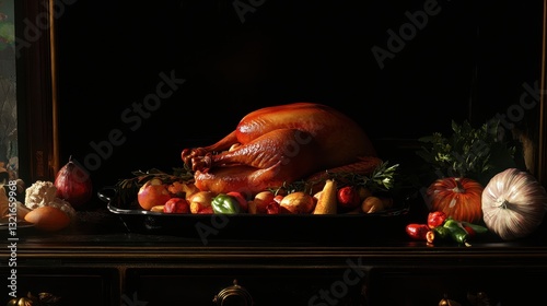 Roasted Turkey Thanksgiving Dinner Still Life photo