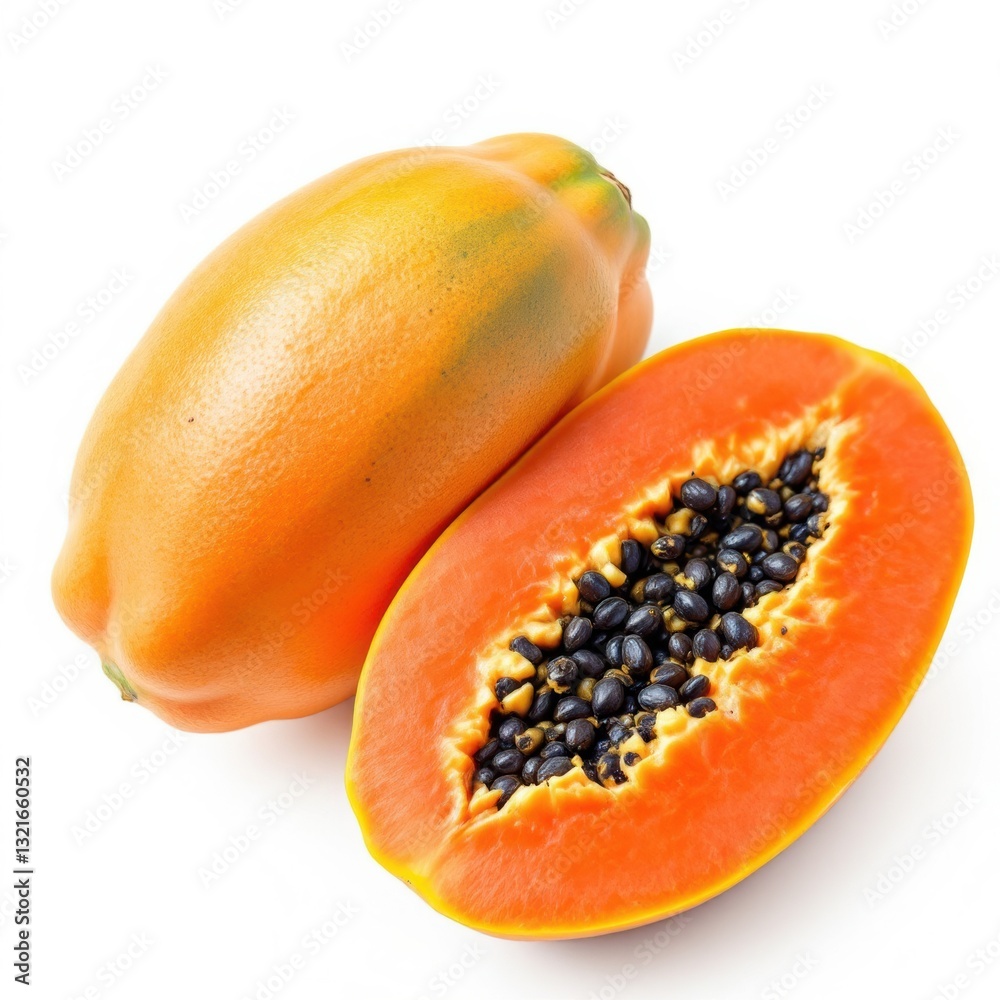 Ripe papaya isolated on white clipping path Ripe papaya isolated on white clipping path