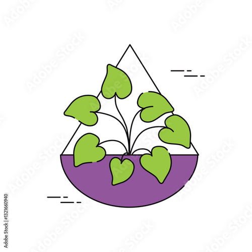 Vector image of a plant planted in a pot icon with a white background