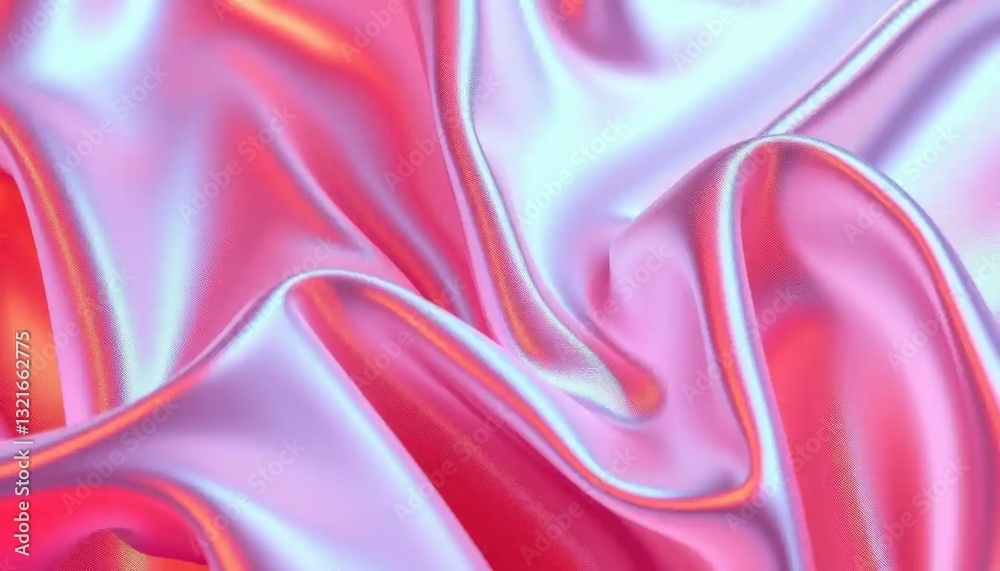 Fototapeta premium Luxury Holographic Silk Fabric, Modern Design, Abstract Texture, Soft Neon Colors, Ultra-HD Visuals