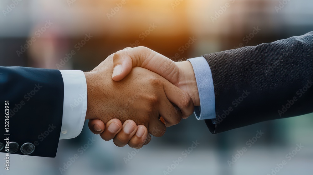 Confident Business Deal Concept with Handshake Between Two Professionals in Formal Attire Confident Business Deal Concept with Handshake Between Two Professionals in Formal Attire