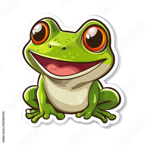 green frog with a smile cartoon