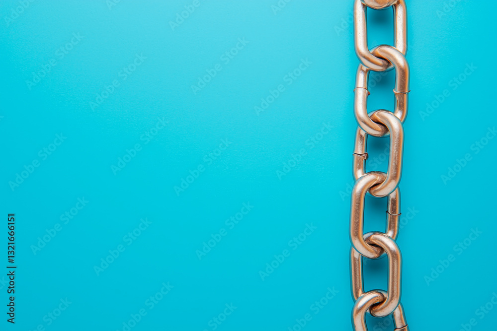 Cyberbullying online prevention. golden chain on blue background symbolizes strength and connection Cyberbullying online prevention. golden chain on blue background symbolizes strength and connection
