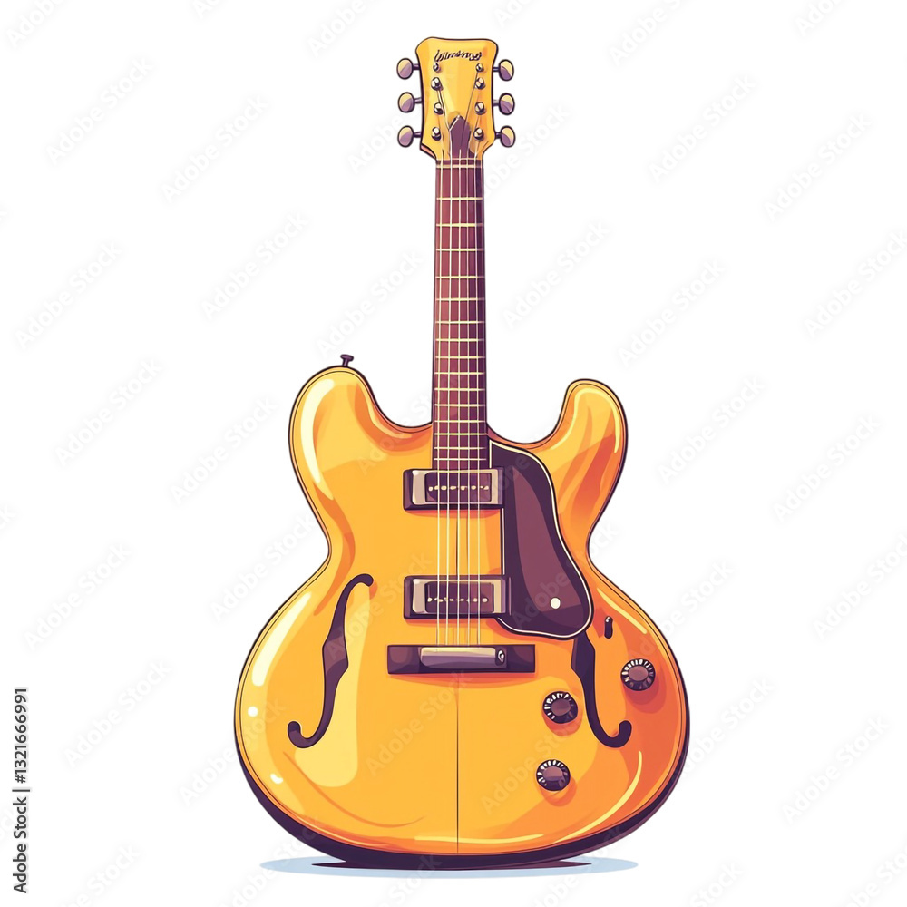 Fototapeta premium A vibrant yellow guitar ready to rock