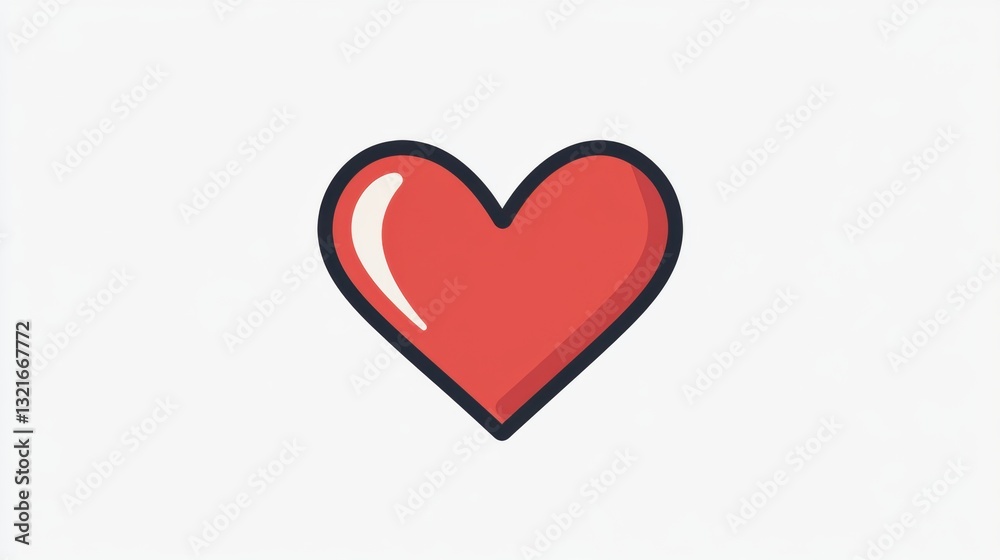 Colorful Heart Icon with Outline and Glossy Finish on a Soft Background for Love and Affection Themes Colorful Heart Icon with Outline and Glossy Finish on a Soft Background for Love and Affection Themes