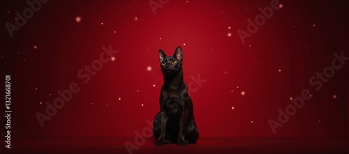 Star-studded red backdrop featuring a gradiated red texture on a dark background photo