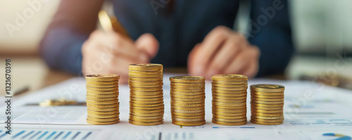 Stacks of coins representing financial growth and investment strategies