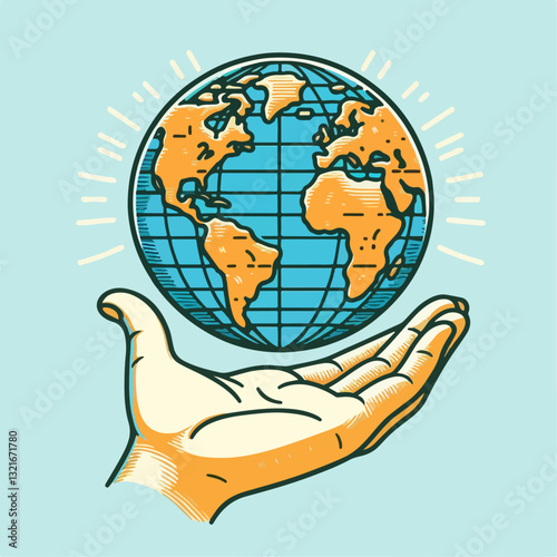 hand holding globe