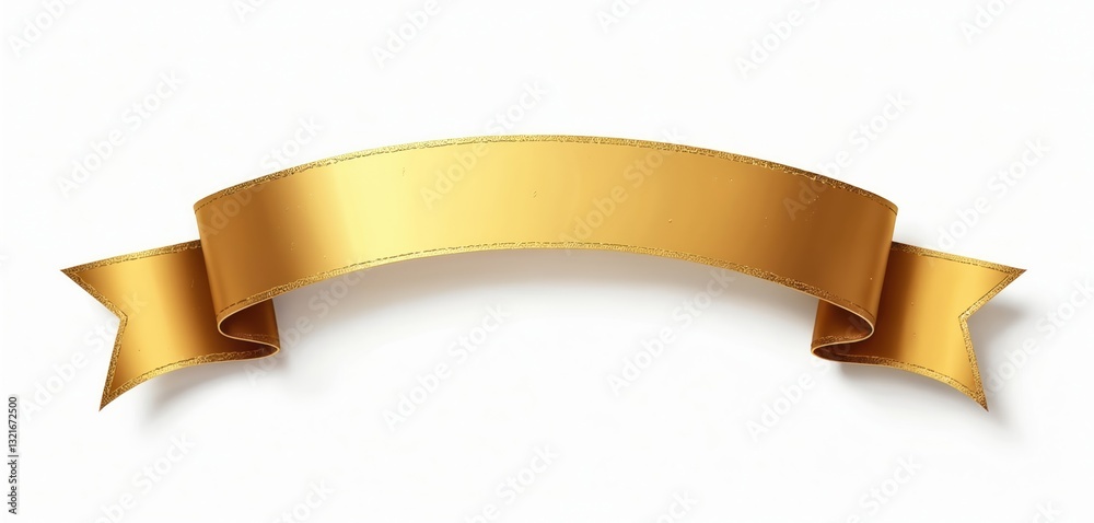 Isolated illustration of grunge golden ribbon banner on white. Gold metallic fabric festive design element for decoration signs. Business object for celebration symbol, vintage scroll, badge, label. Isolated illustration of grunge golden ribbon banner on white. Gold metallic fabric festive design element for decoration signs. Business object for celebration symbol, vintage scroll, badge, label.