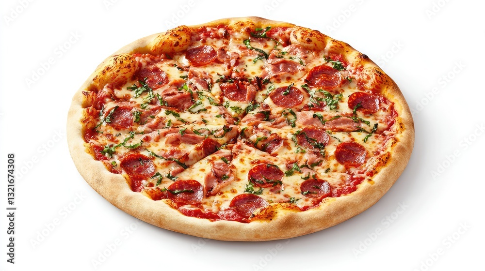 Pizza fastfood with melted cheese and crispy crust on a minimalist flat white background. Pizza fastfood with melted cheese and crispy crust on a minimalist flat white background.