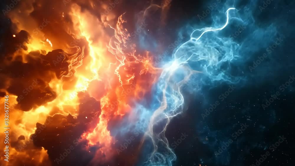 Clash of Elements: A Fiery and Icy Cosmic Dance Clash of Elements: A Fiery and Icy Cosmic Dance