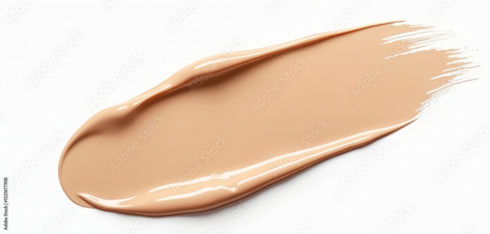 Make up base creamy texture on white background. Foundation stroke sample. Beige tone, liquid concealer smudge. Beauty fashion concept for face skin care, glamour and facial colors. Make up base creamy texture on white background. Foundation stroke sample. Beige tone, liquid concealer smudge. Beauty fashion concept for face skin care, glamour and facial colors.