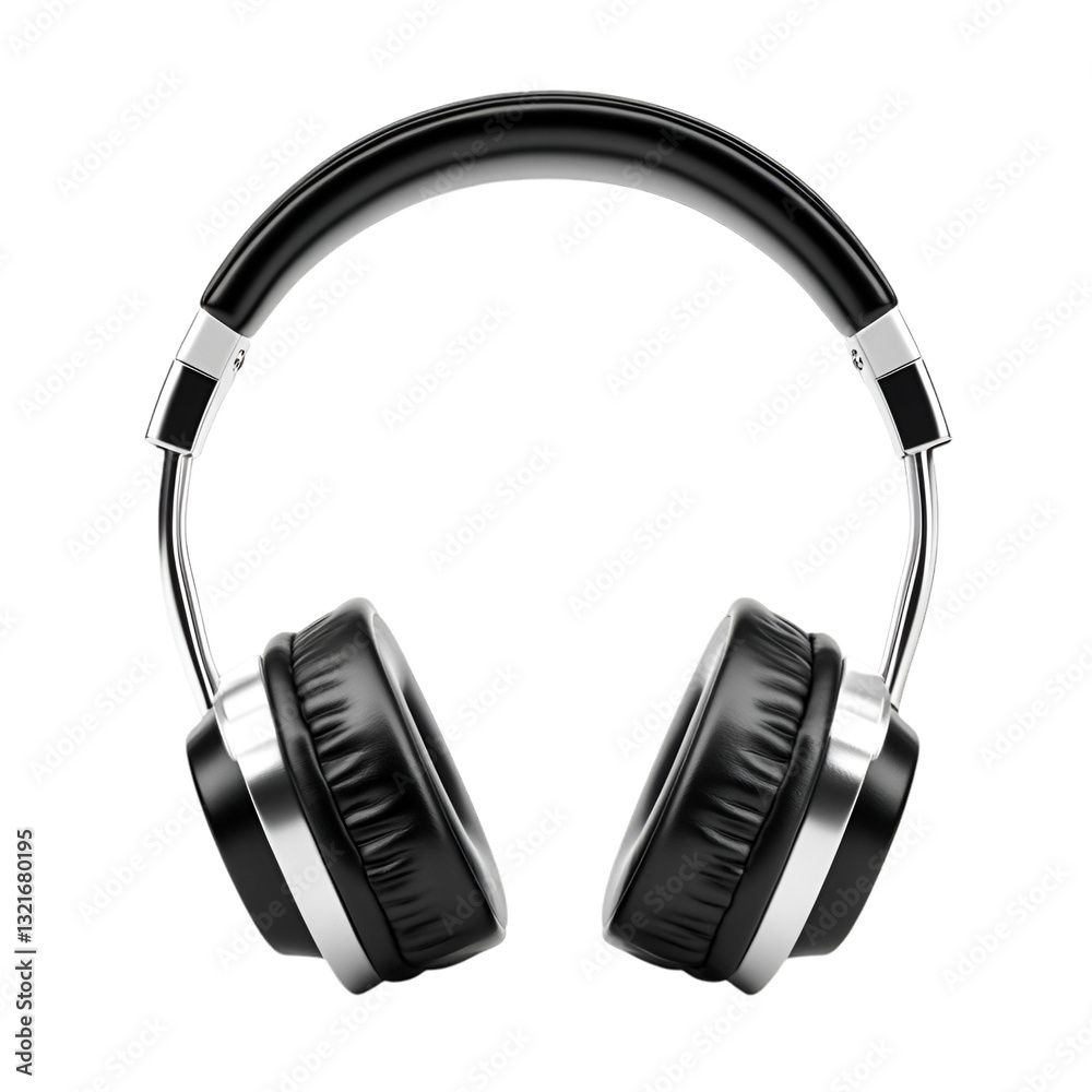 Fototapeta premium Sleek Black Headphones Ready for Immersive Sound Escape