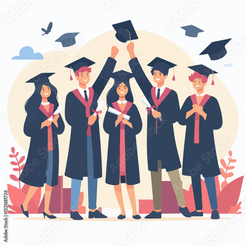 college people celebrating graduation