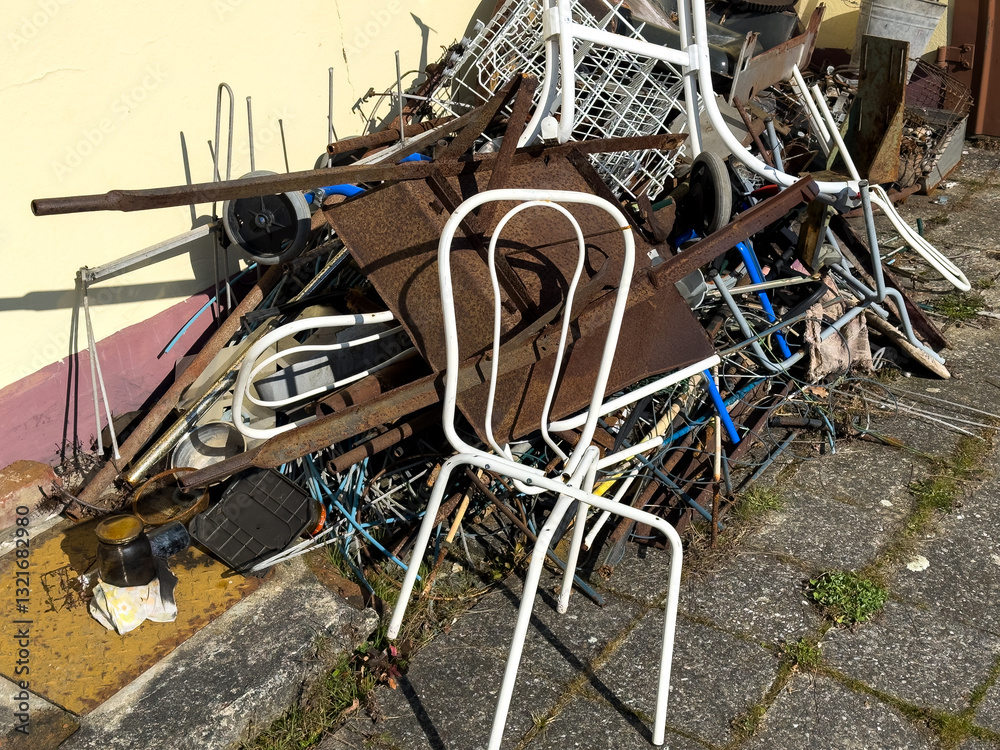 Waste separation recycling metal scrap for collection at the recycling center