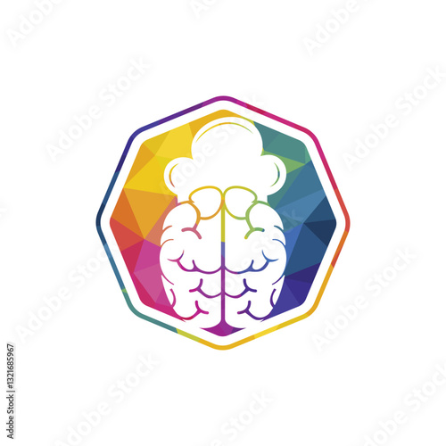 Smart chef vector logo design concept. Brain and chef hat icon.