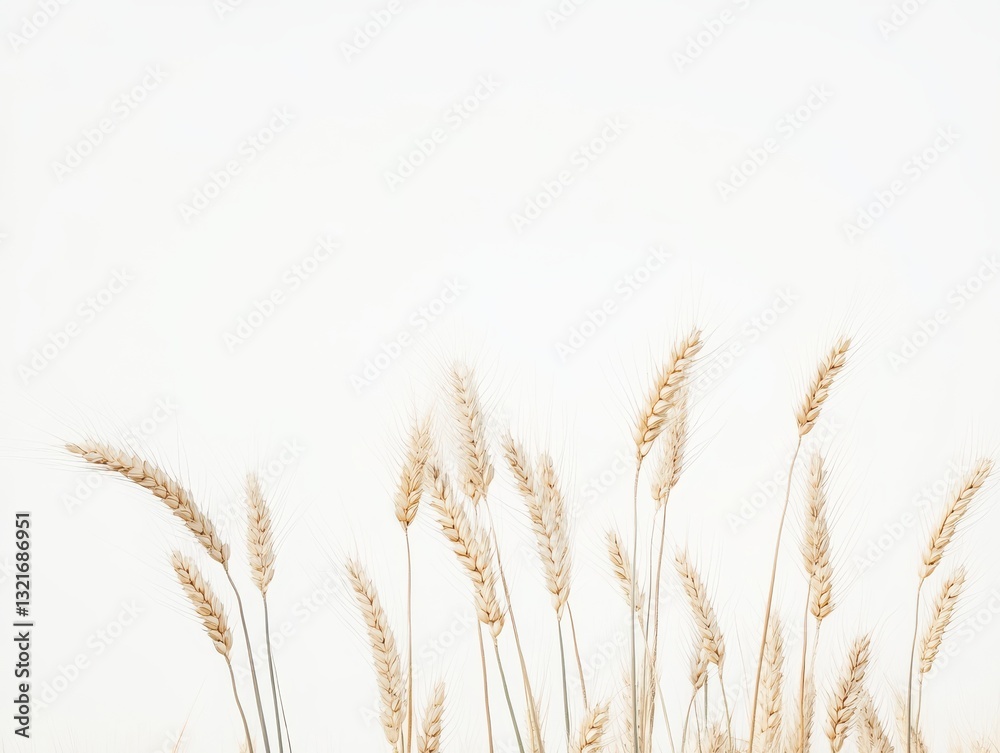 Fototapeta Wheat stalks against a white background
