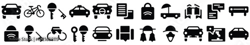 Black and White Transportation and Services Icons