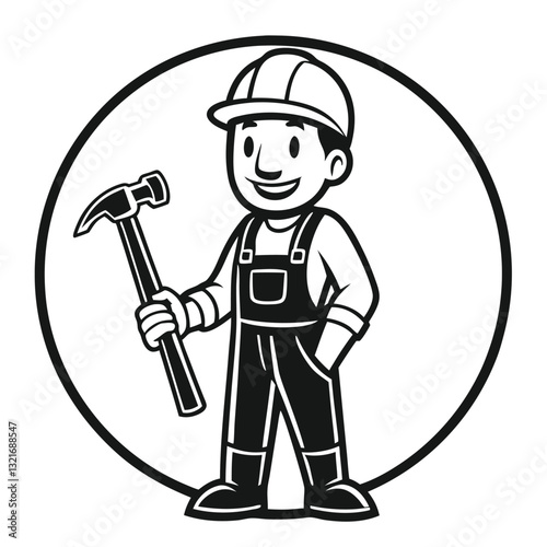 Contractor Holding Wrench Repair and Construction Business Logo