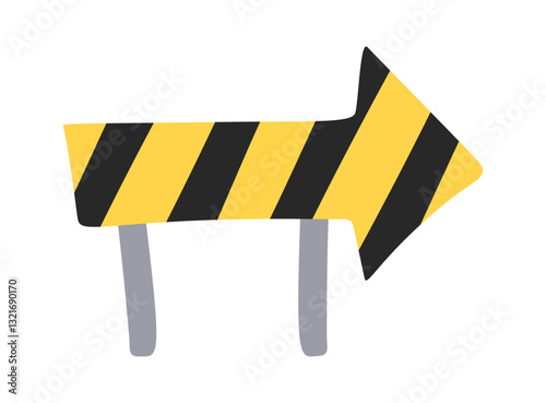 Stripped arrow warning road sign