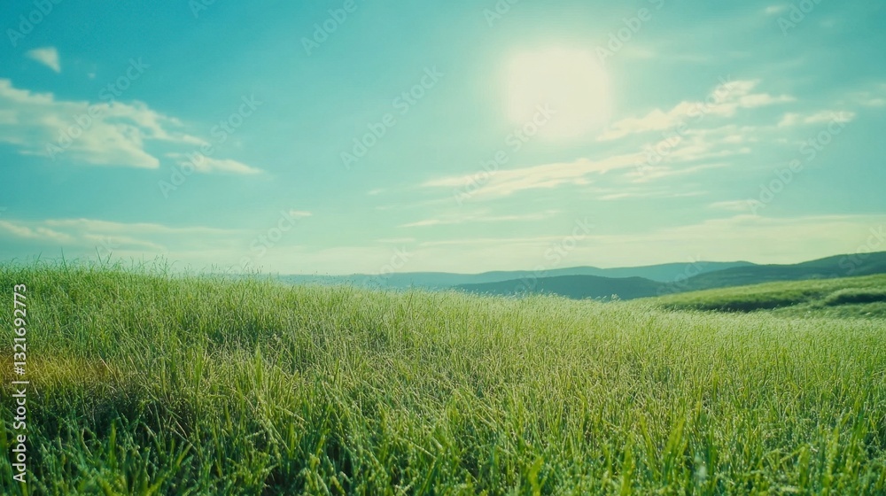 Fototapeta premium Lush Green Meadow Sky