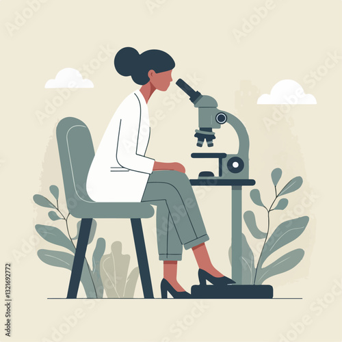 scientist girl with microscope