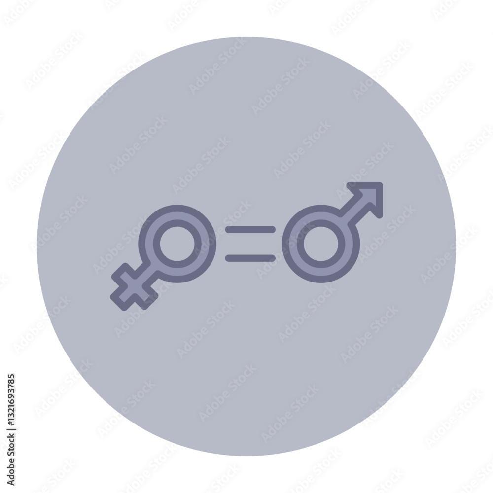 Simple line icon of gender equality. Symbols for male and female presented in balanced manner. Awareness and unity concept Simple line icon of gender equality. Symbols for male and female presented in balanced manner. Awareness and unity concept