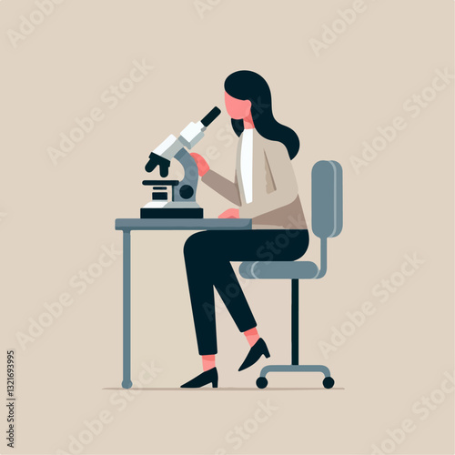 woman using microscope