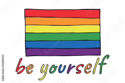 Colorful Gay pride flag Happy pride day LGBTQ community Pride Month Vector hand drawn doodle for posters, stickers, logo, cards