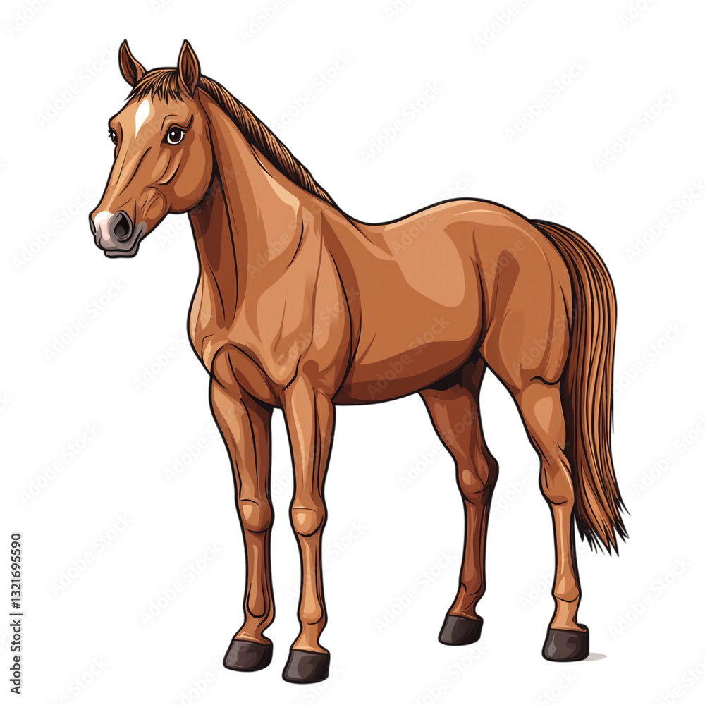 Fototapeta premium Majestic Chestnut Horse Standing Proudly Graceful and Strong