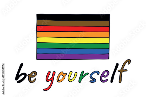 Colorful Gay pride flag Happy pride day LGBTQ community Pride Month Vector hand drawn doodle for posters, stickers, logo, cards