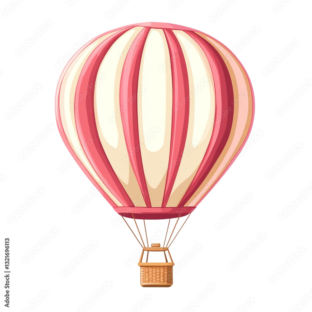 Fototapeta premium Pink and white hot air balloon soaring high adventure awaits