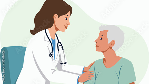 Female Doctor Providing Care to Senior Patient, Emphasizing Compassion and Medical Support