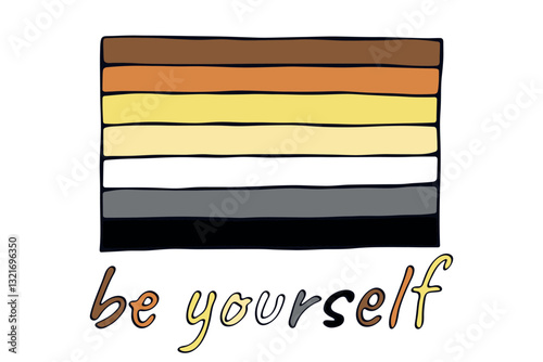 Colorful Bear brotherhood pride flag Happy pride day LGBTQ community Pride Month Vector hand drawn doodle for posters, stickers, logo, cards