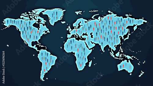 Global network of diverse individuals connected through digital technology