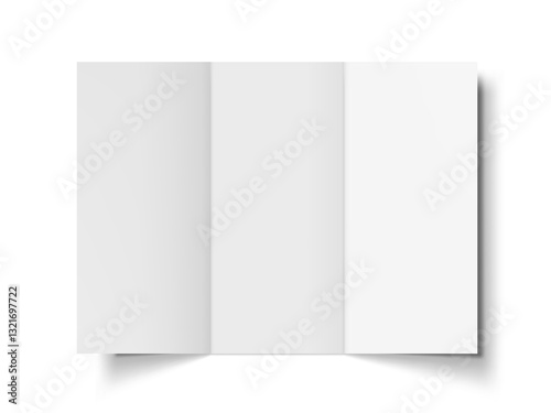 White Blank Three Sheets Fold Leaflet With Shadow
