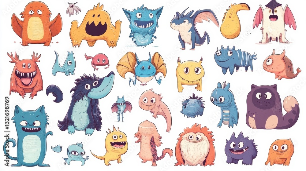 Fototapeta premium Colorful Cartoon Creatures