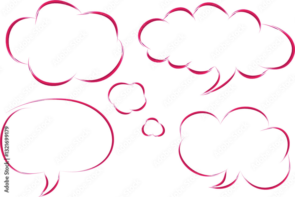 bright pink red colorful comic design speech bubbles set bright pink red colorful comic design speech bubbles set