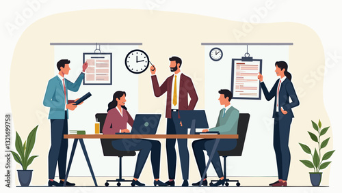 Organized Business Team Managing Time Efficiently in Office