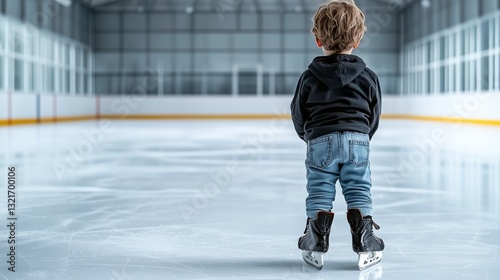 Young male hockey player, on the ice in uniform, close-up. Professional sports concept. photo