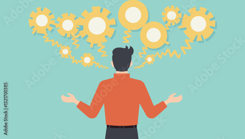 Puzzled Man Facing Confusing Tasks and Seeking Solutions
