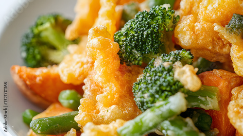 Crispy Tempura Vegetables with Sweet Potato and Broccoli