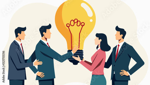Team of Businesspeople Collaborating on a Successful Idea