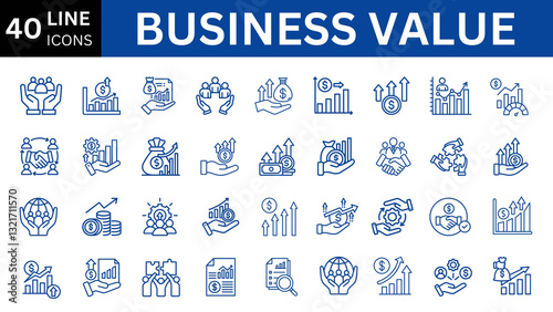 Business value line editable icon set. 