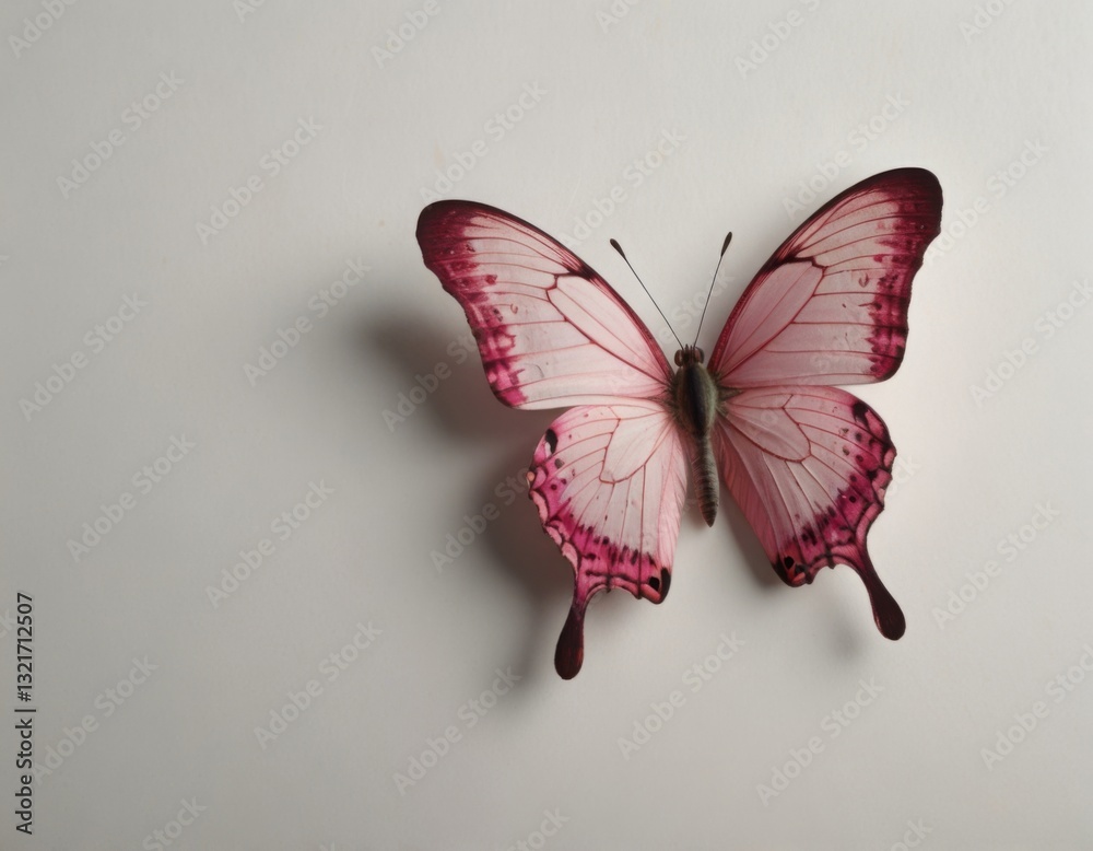 Obraz premium Pink butterfly on a white background 