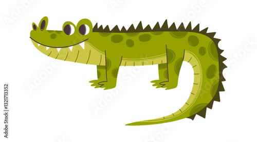 Green crocodile safari animal character